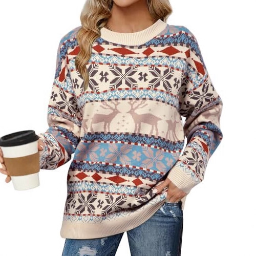 Women's Snowman Reindeer Letter Forest Print Sweatshirt