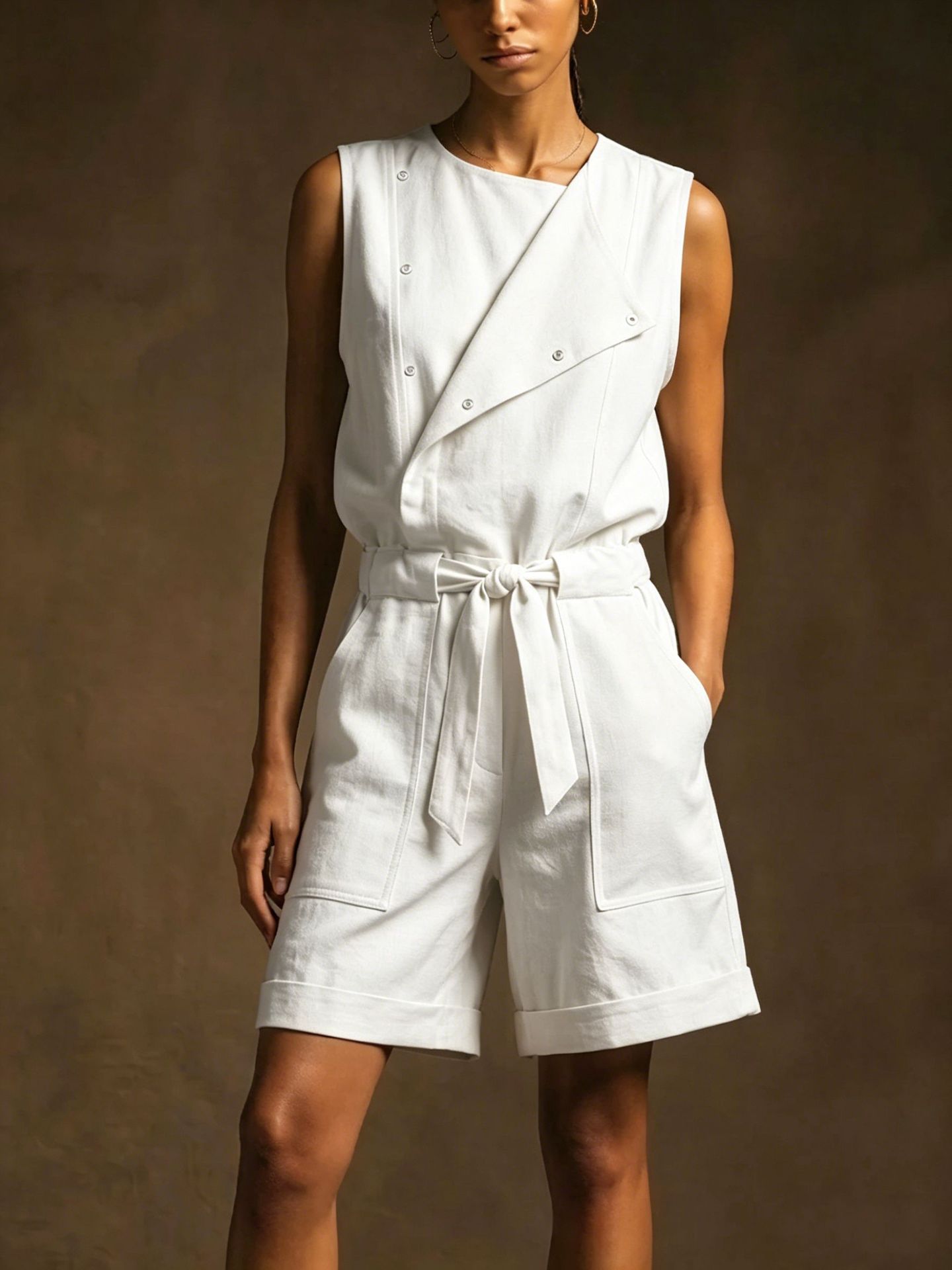 Women's Summer Cargo Jumpsuit Wide Leg Sleeveless