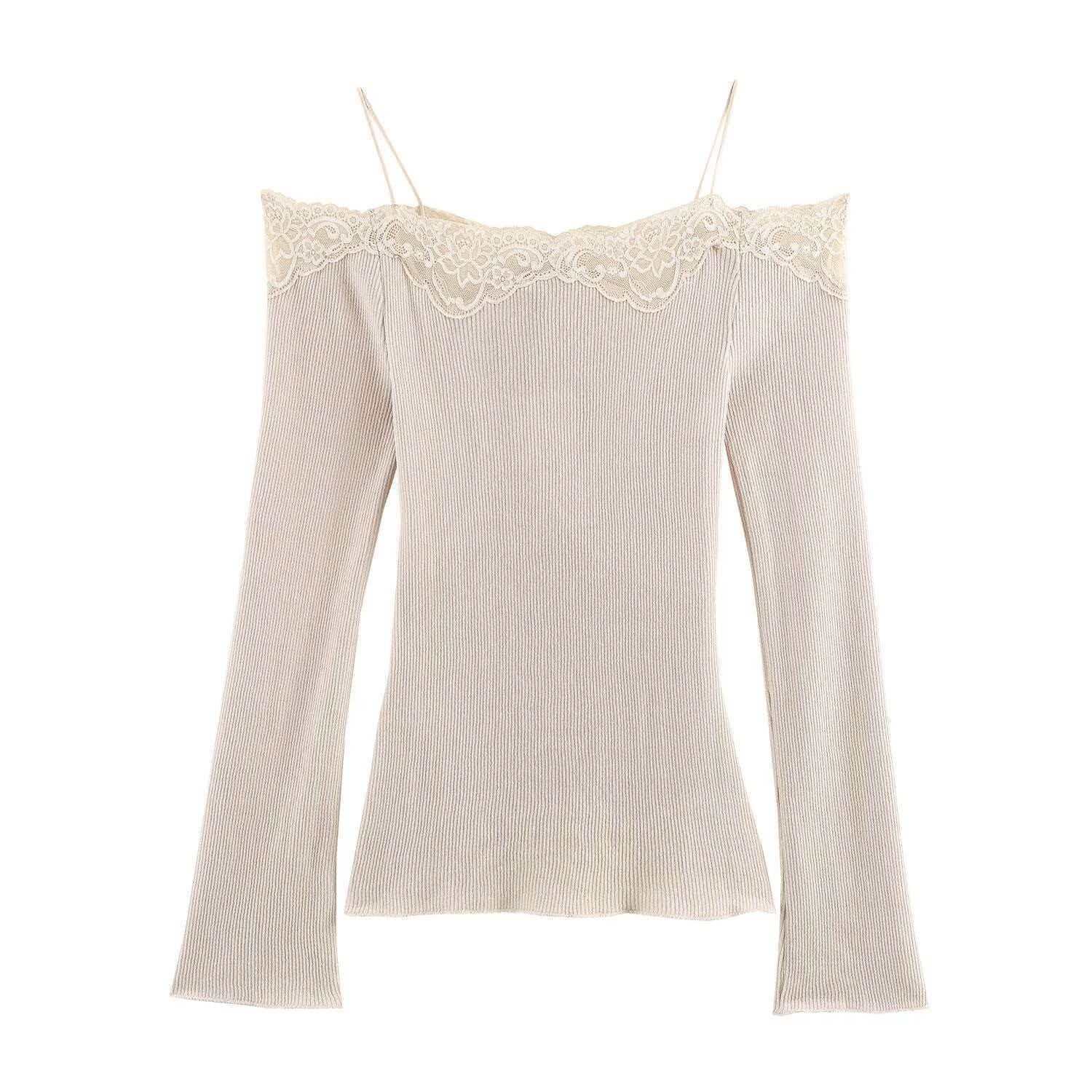Women's Off-Shoulder Lace Knit Top