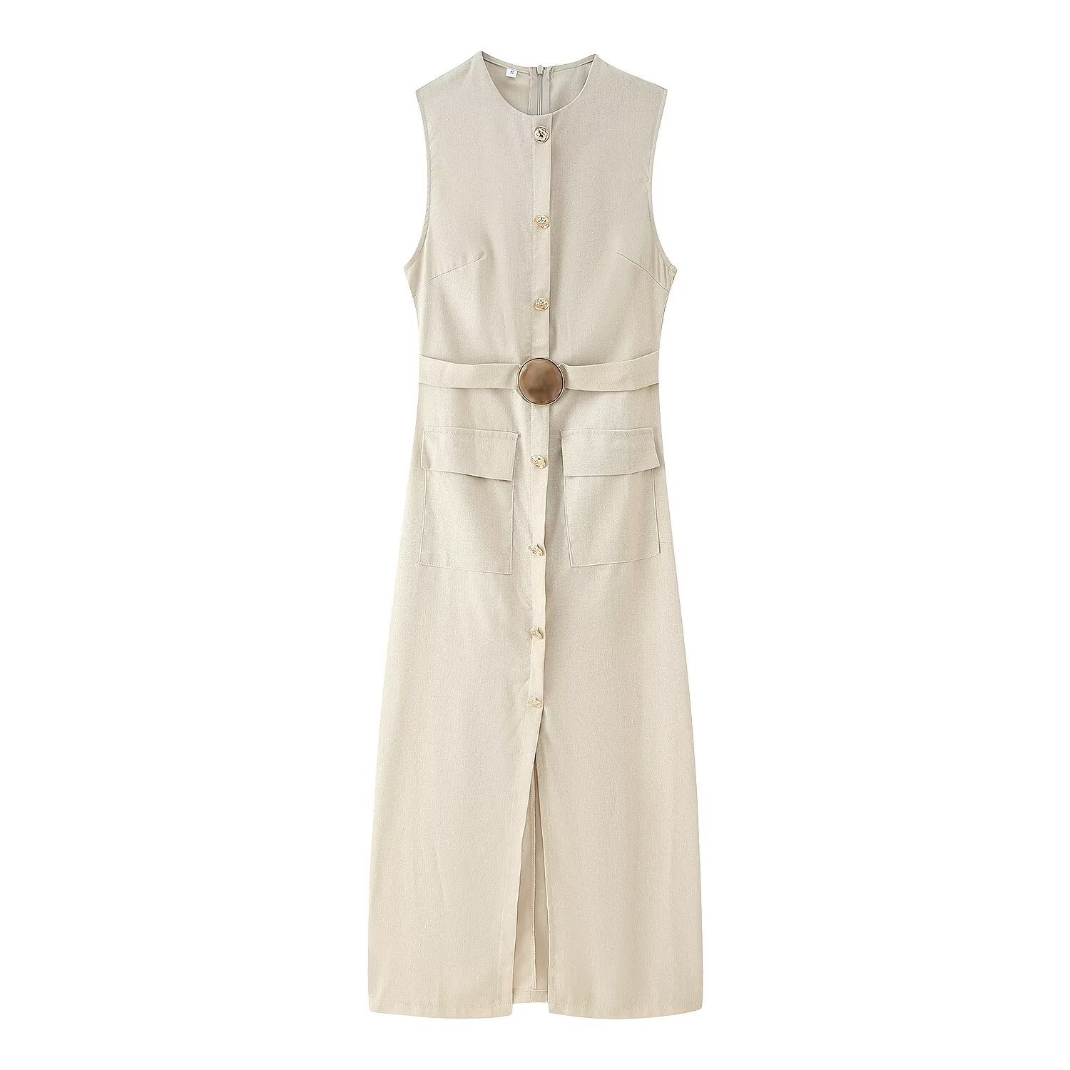 Elegant Belted A-Line Midi Dress with V-Neck and Short Sleeves