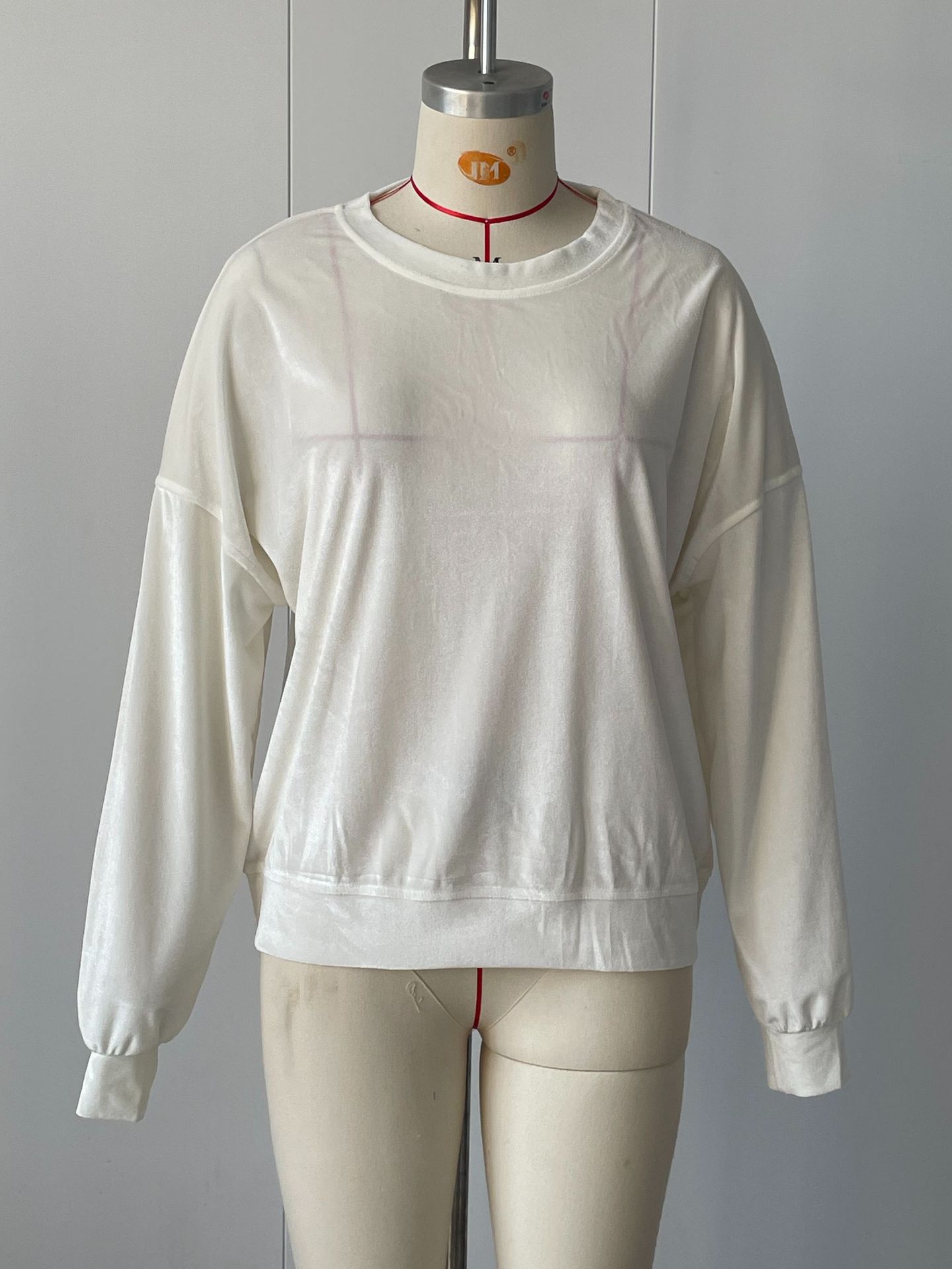 Women's Long Sleeve Gold Velvet Solid Color Crewneck Sweatshirt