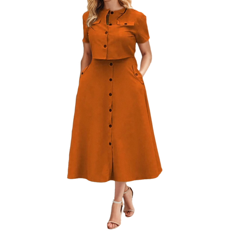 Women's Solid Color Top and Long Skirt Set