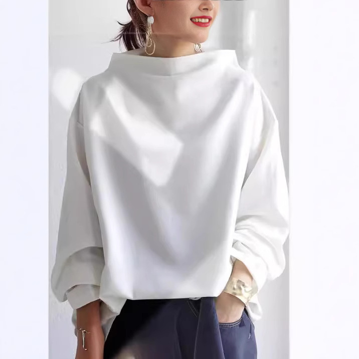 Women's Loose Fit Mock Neck Long Sleeve Top