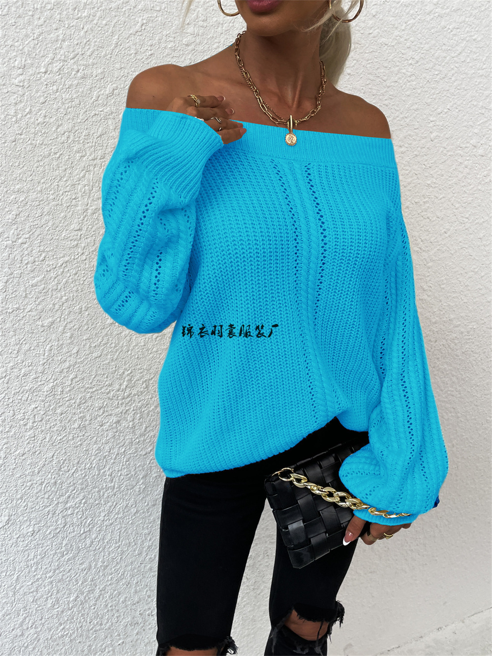 One-Shoulder Cutout Knit Sweater Plus Size Pullover