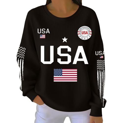 Women's American Flag Star Print Sweatshirt