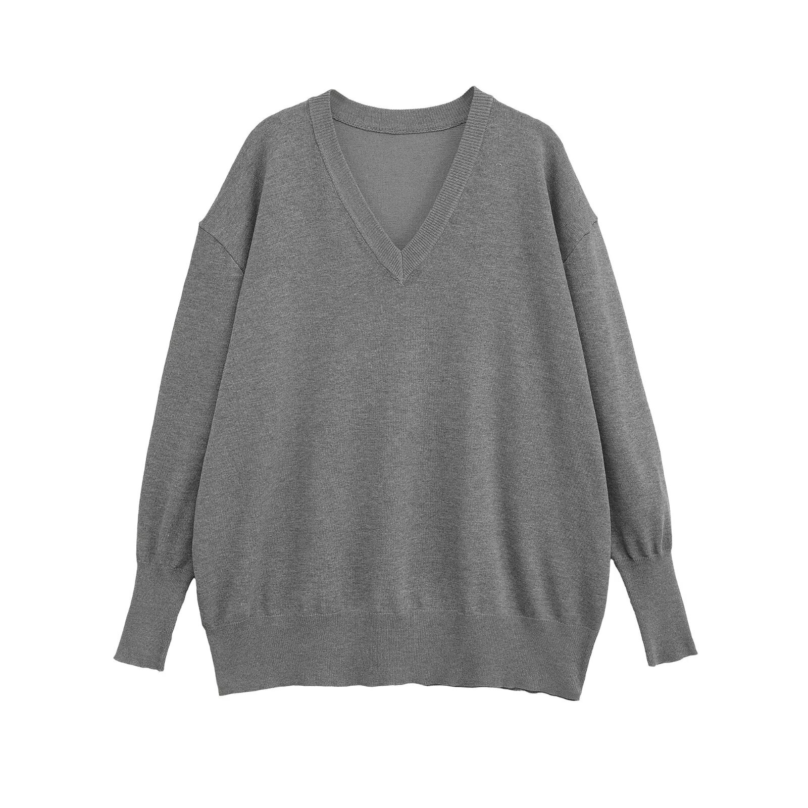 Women's Lazy V-Neck Loose Knit Sweater Cardigan