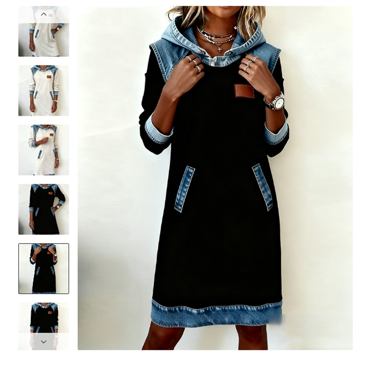 Women's Color-Block Patchwork Long-Sleeve Bodycon Dress