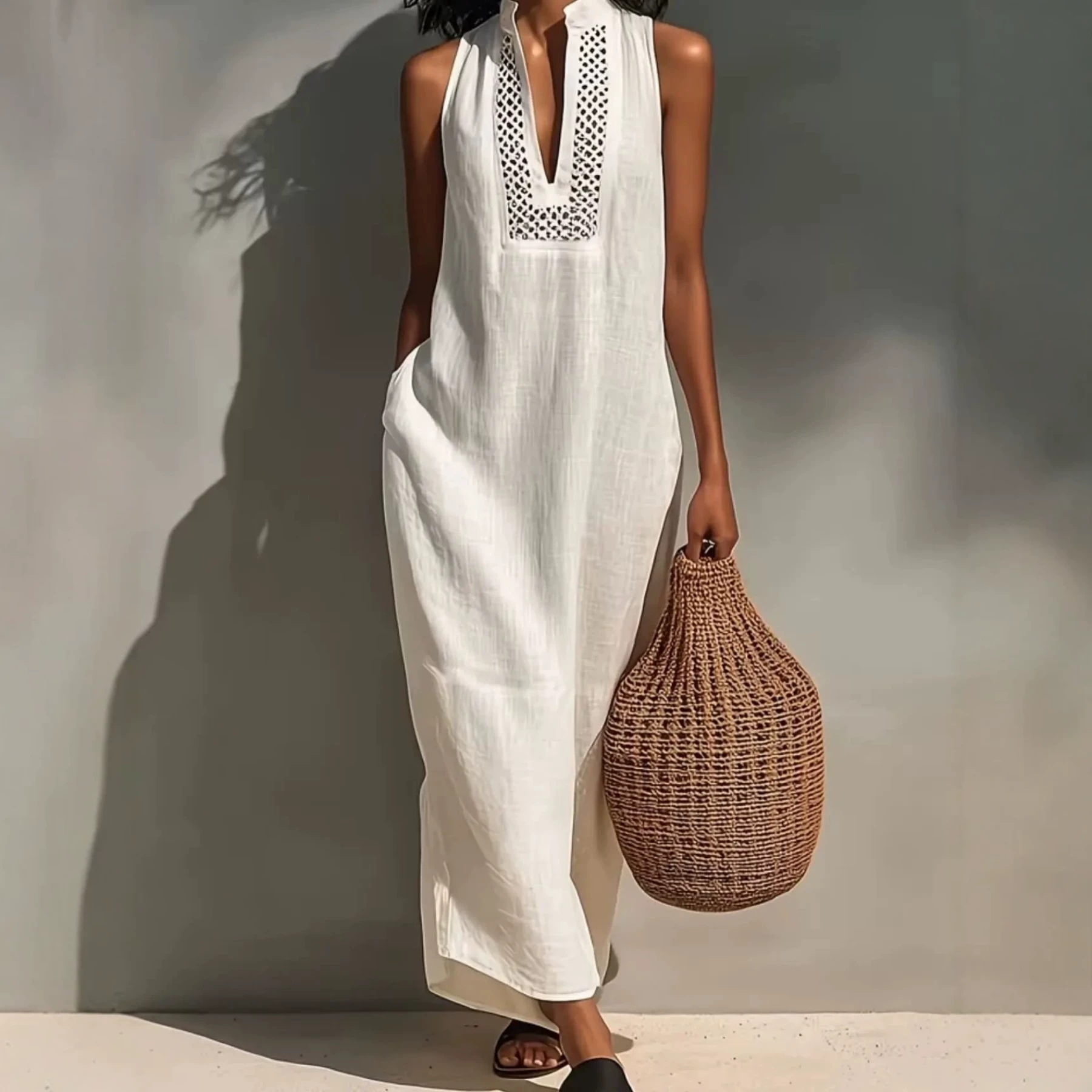 Women's Summer Sleeveless 3D Print Halter Neck Dress