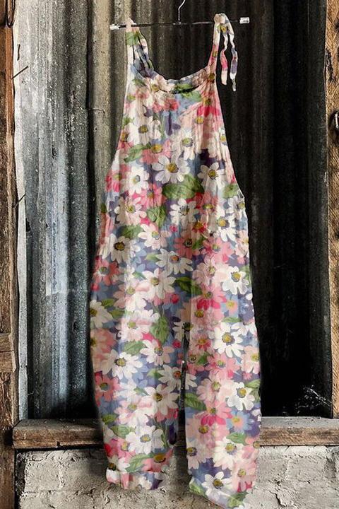 Sweet Floral Print Wide-Leg Jumpsuit