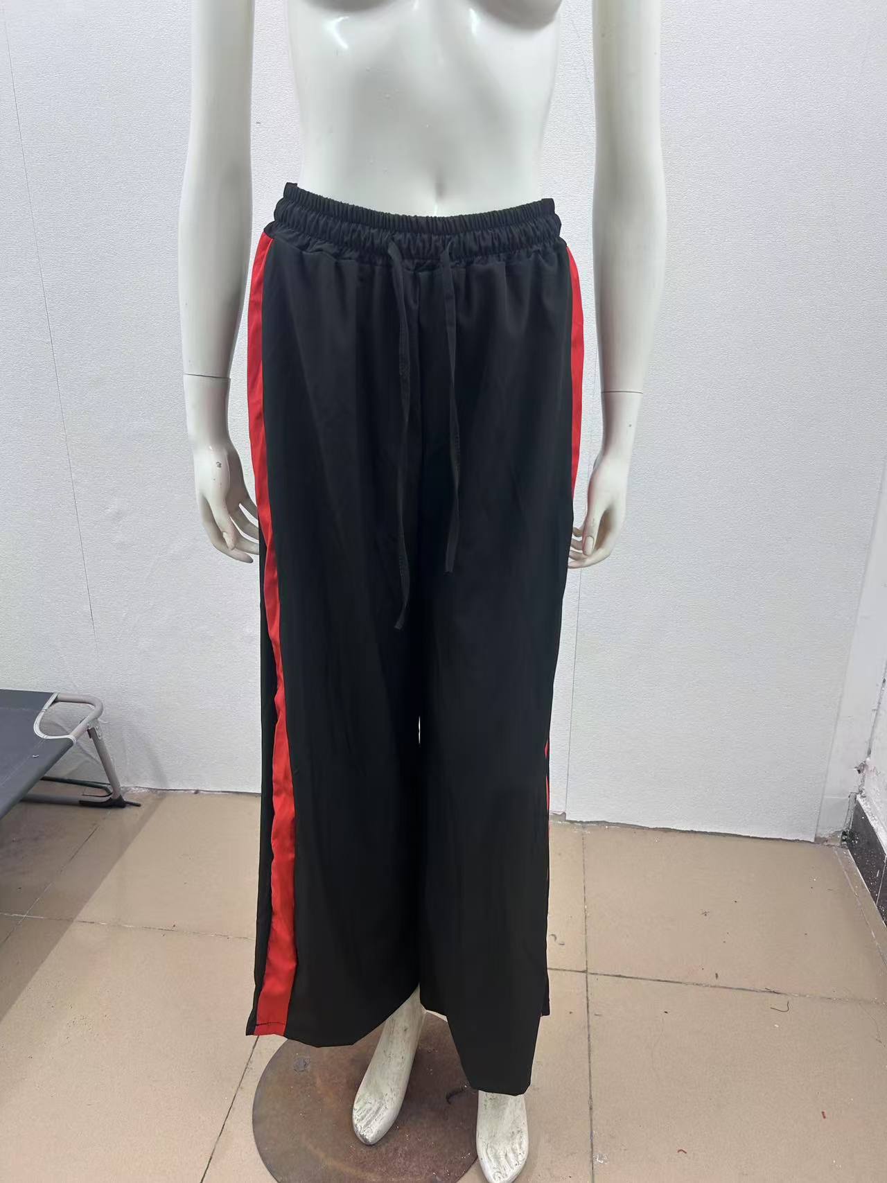 Leopard Print Patchwork Wide-Leg Casual Pants