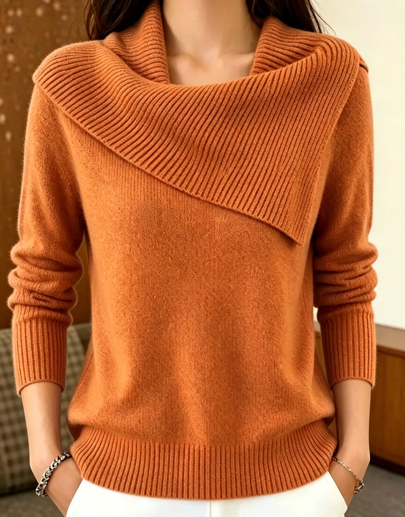 Korean Retro Collared Knit Sweater Slimming Lazy Style