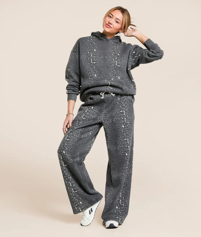 Women's Leopard Print Hoodie and Wide-Leg Pants Set