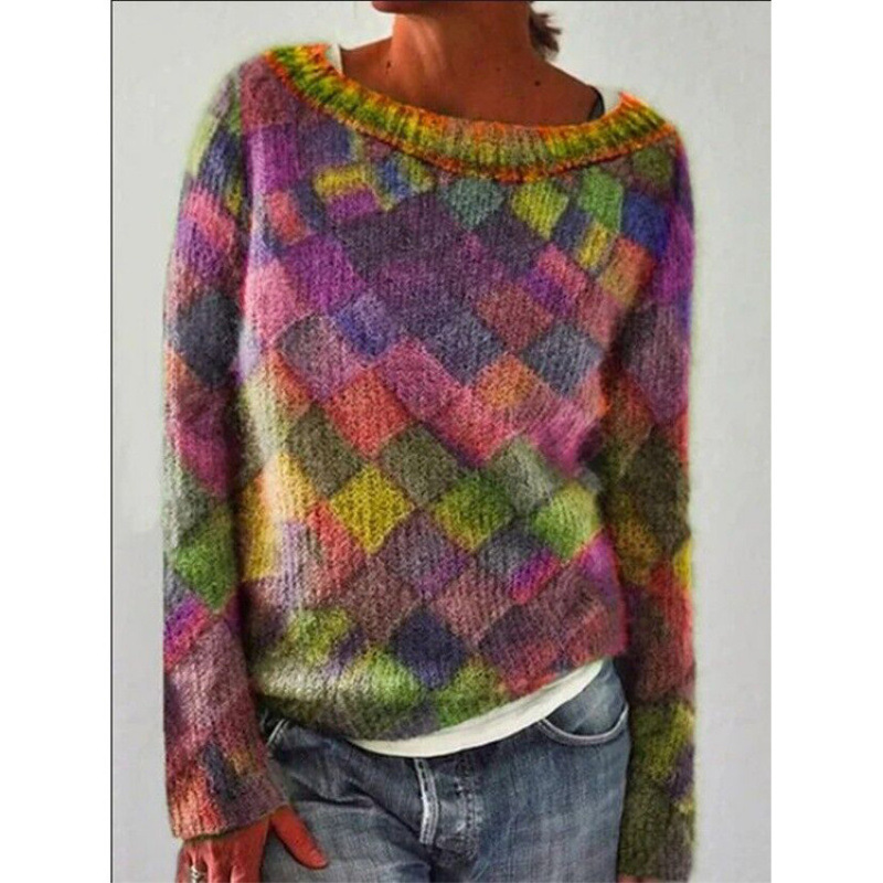 3D Print Women's Crewneck Pullover Sweater Long Sleeve Knit Top