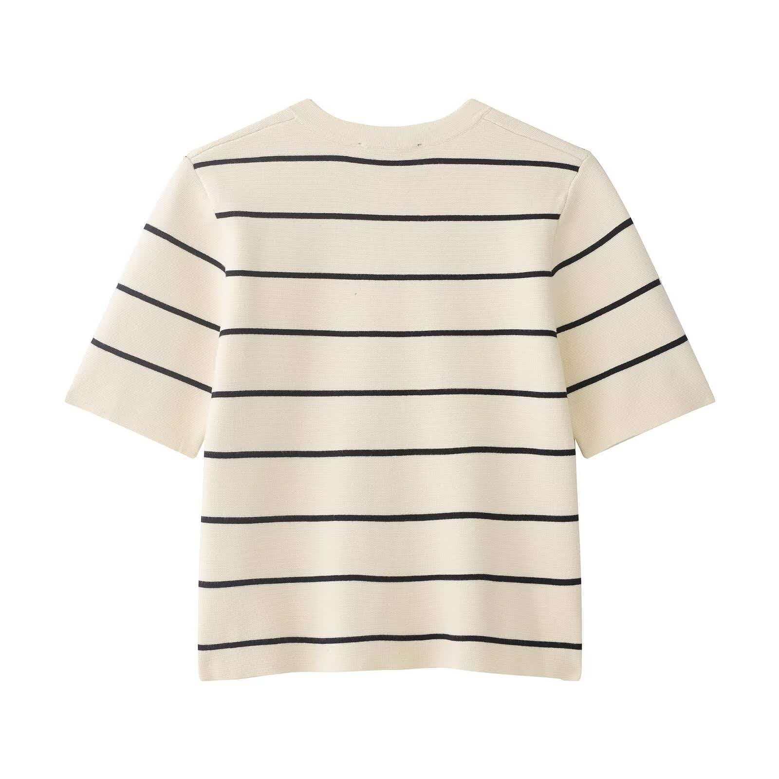 Striped Short Sleeve Knit Cardigan and Mini Skirt Set