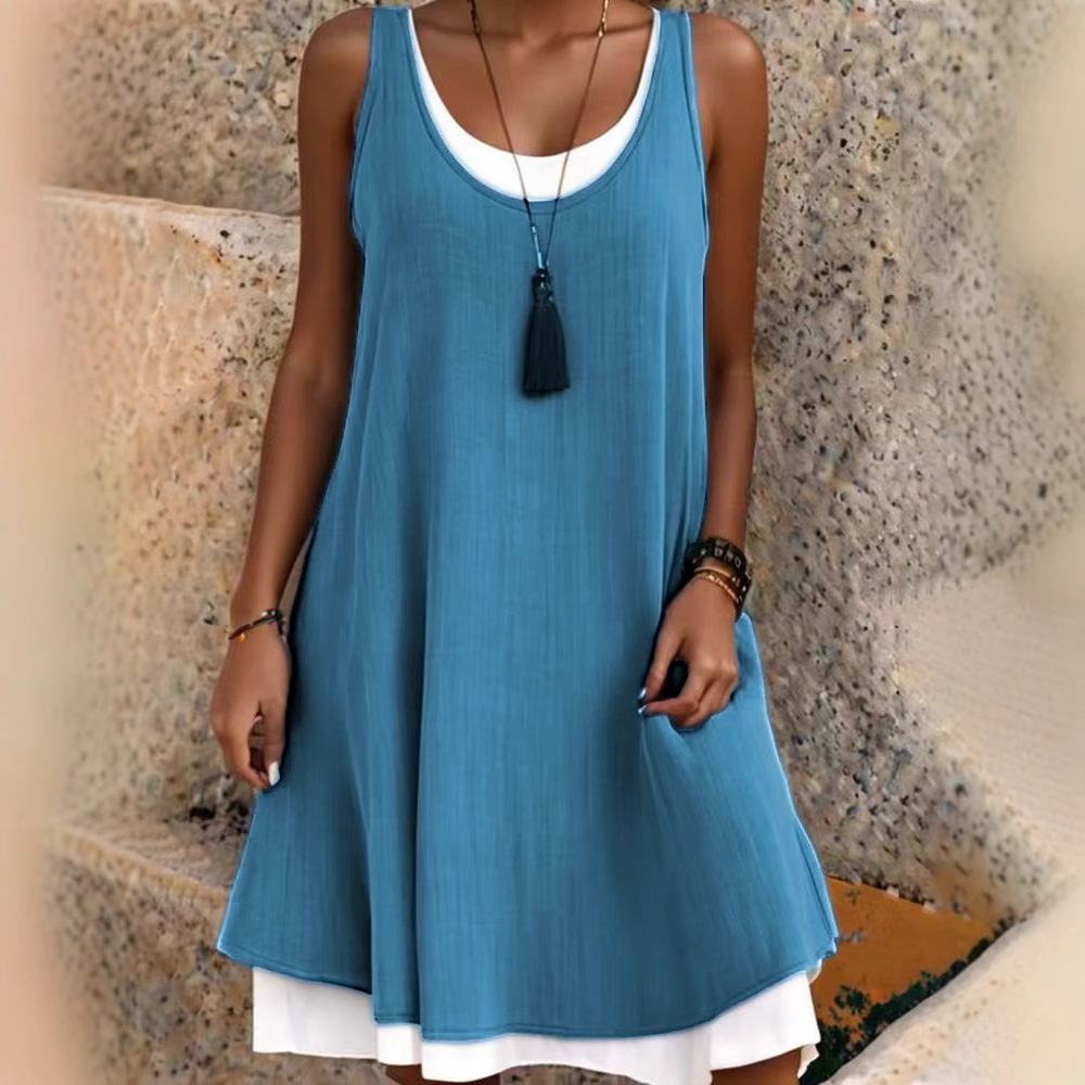 Women's Sleeveless A-Line Tank Dress Loose Fit