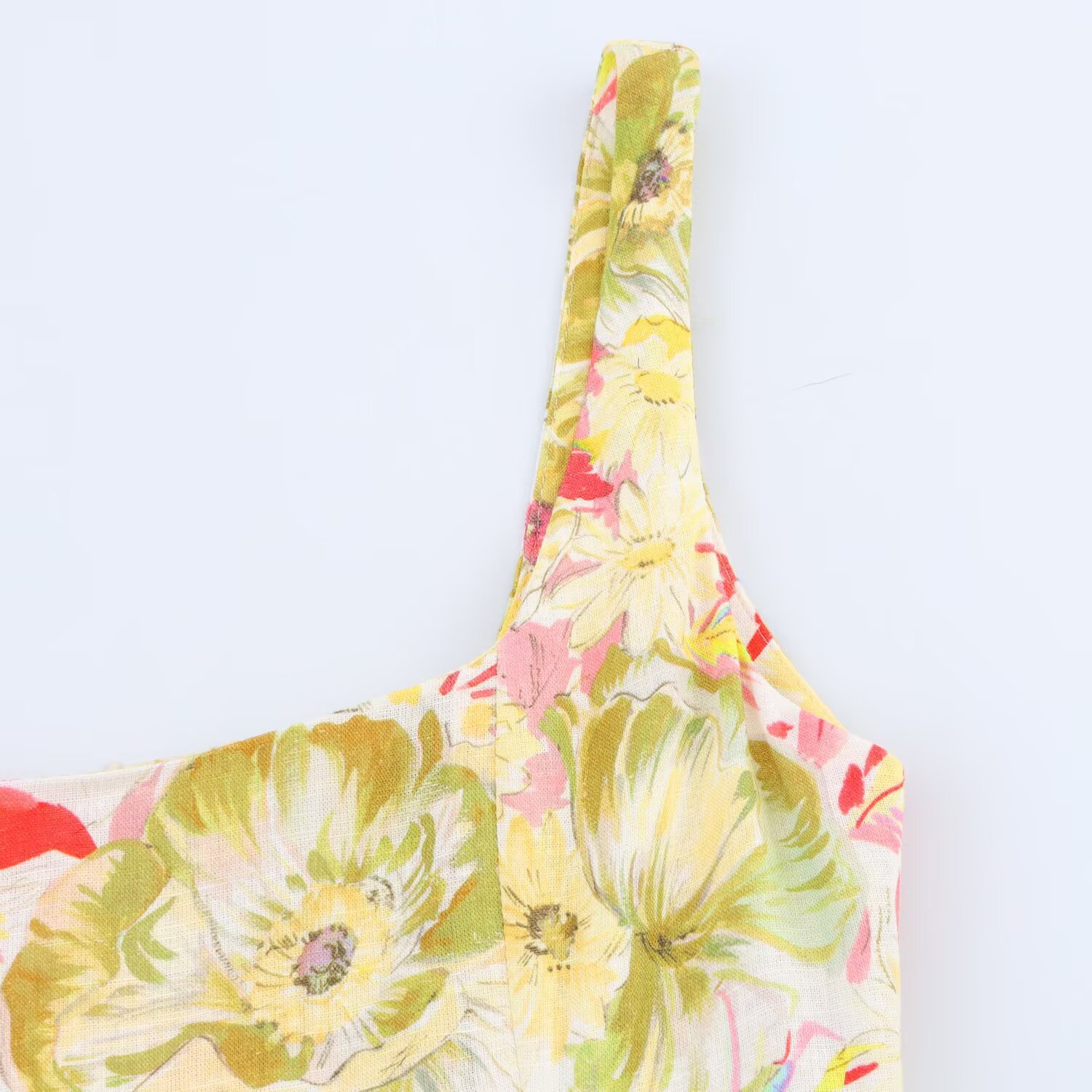 Floral Print Wide Strap A-Line Midi Dress