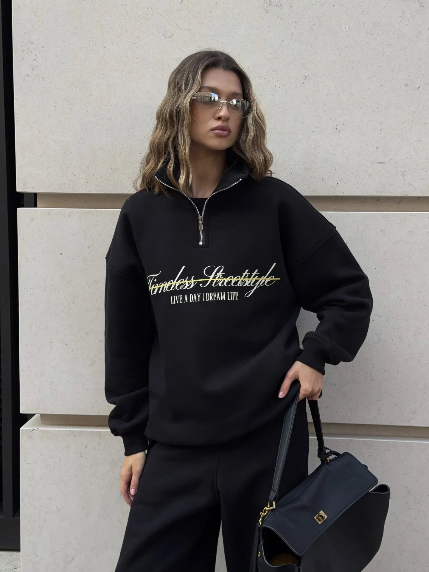 Letter Print Long Sleeve Hoodie and Pants Casual Two-Piece Set Oversize Pullover Sweatsuit