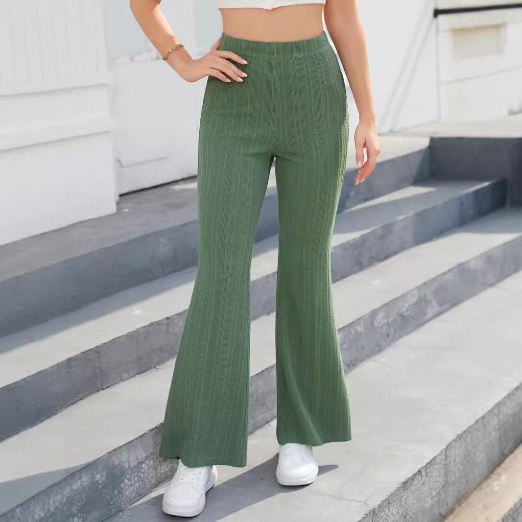 Women's Striped High-Waist Flared Pants Casual Slim Fit