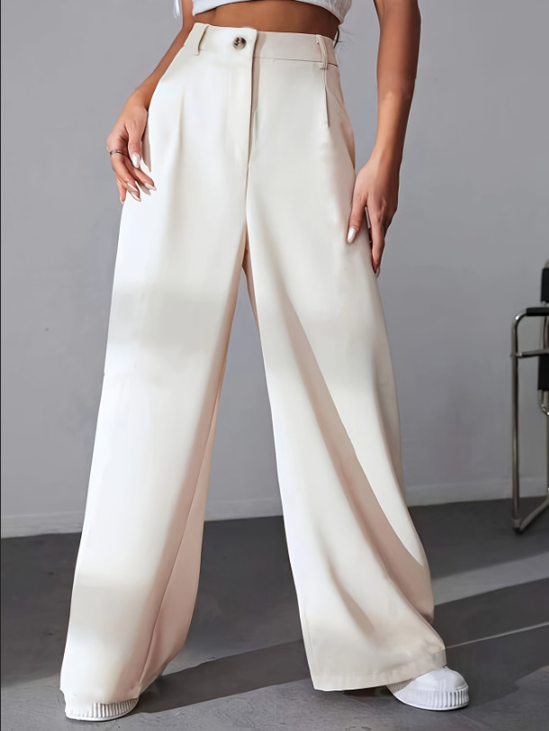 Women's Solid Straight-Leg High-Waist Suit Pants