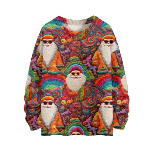 Women's Christmas House Reindeer Print Crewneck Sweatshirt