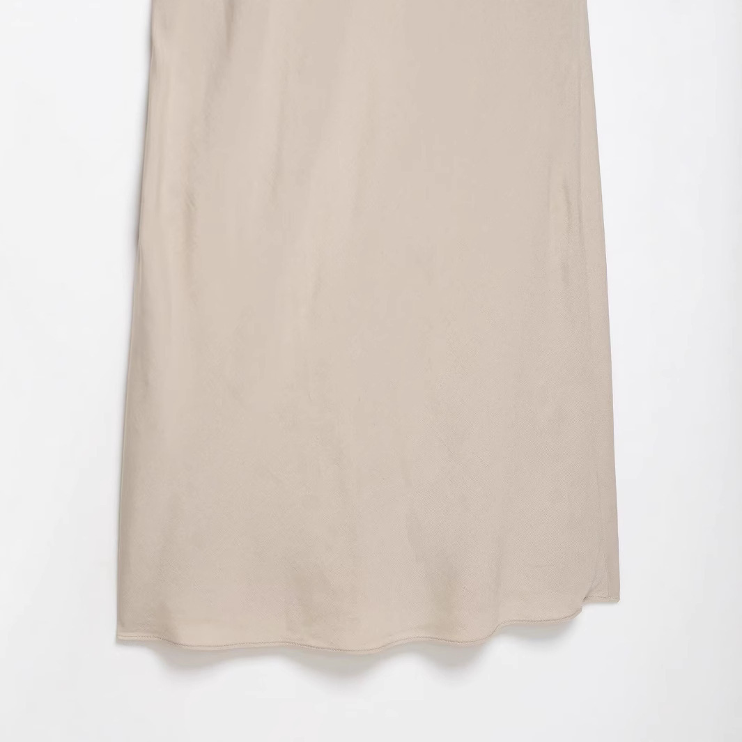 Spliced Midi Dress Sleeveless Draped Neck Elastic Waist