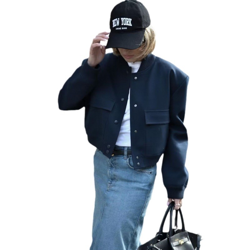 Women's Stand Collar Big Pocket Jacket