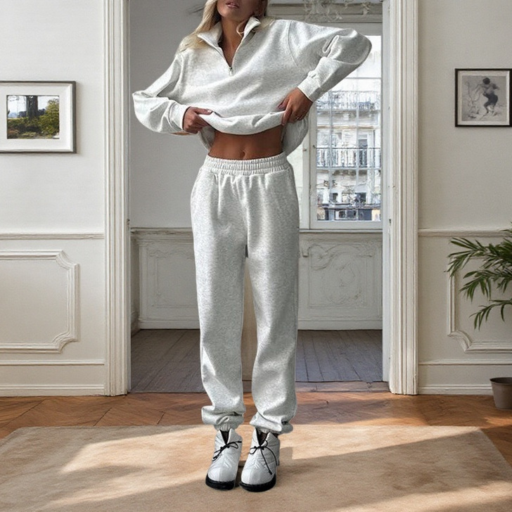 Embroidered Long-Sleeve Sweatshirt & Pants Set