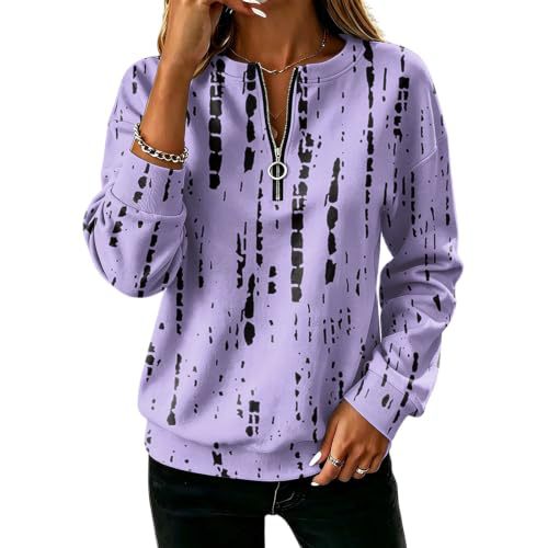 Polka Dot Print Half-Zip Stand Collar Hoodie for Women