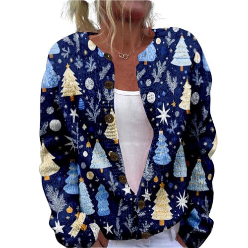 Women's Forest Leaf Print Button Cardigan Sweater