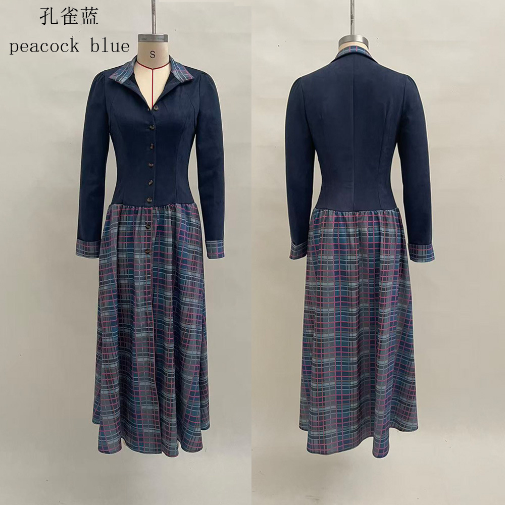 Green Faux Suede Paneled Striped Long Sleeve Maxi Dress