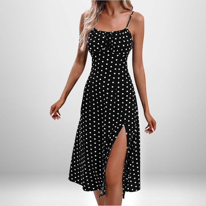 Women's Floral Print Tie-Strap Slit Cami Dress