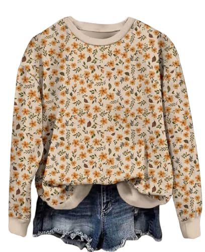 Women's Floral Animal Pumpkin Print Crewneck Sweatshirt