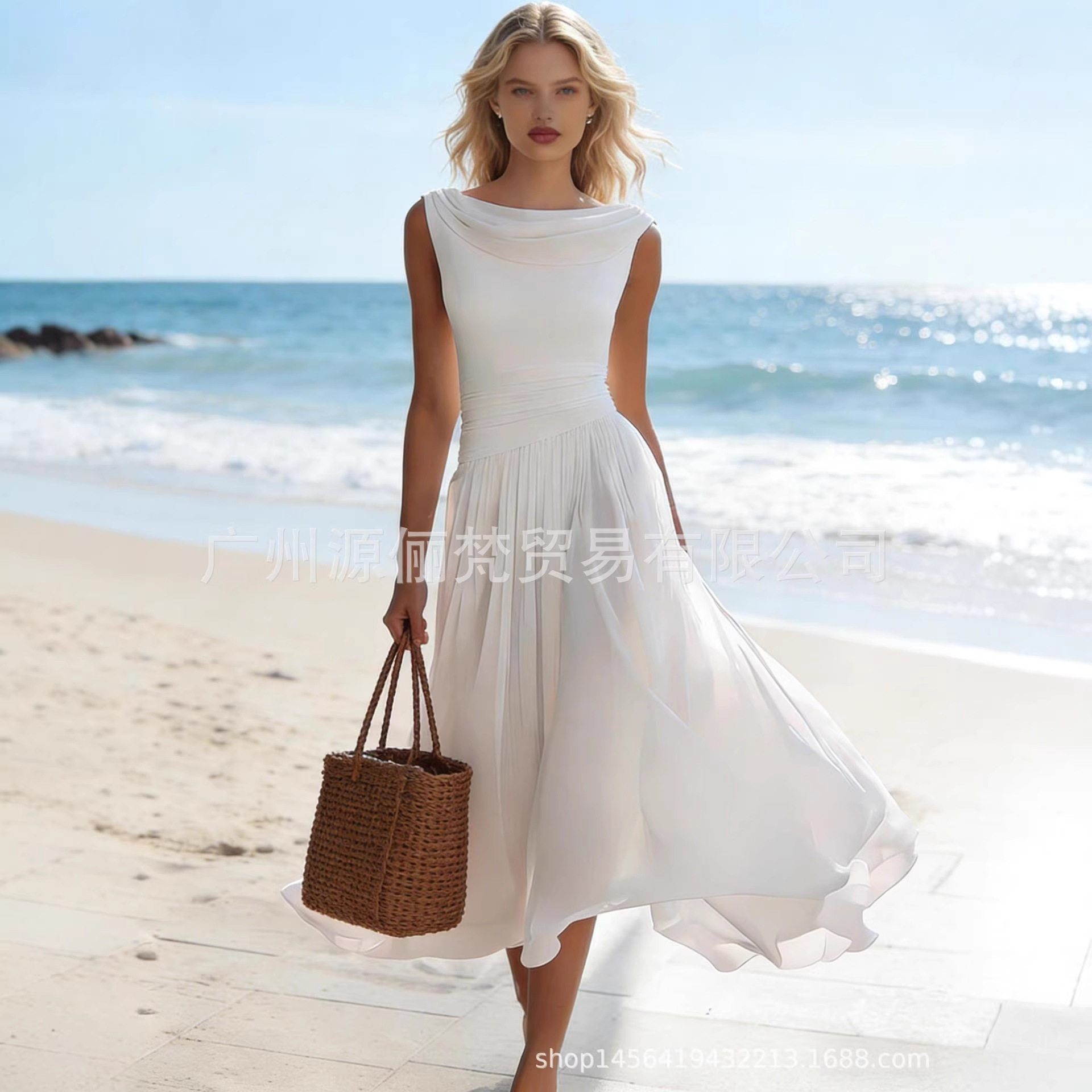 Flowy Chiffon High-Waist Long Dress
