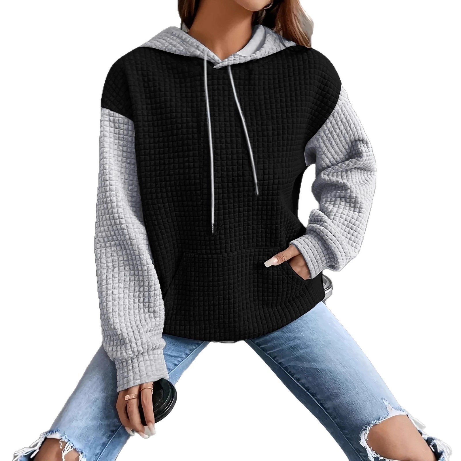 Women's Color-Block Pullover Hoodie Plus Size