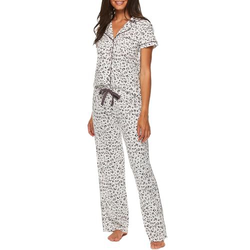 Women's Cuban Collar Letter Print Short Sleeve Shirt and Pants Set