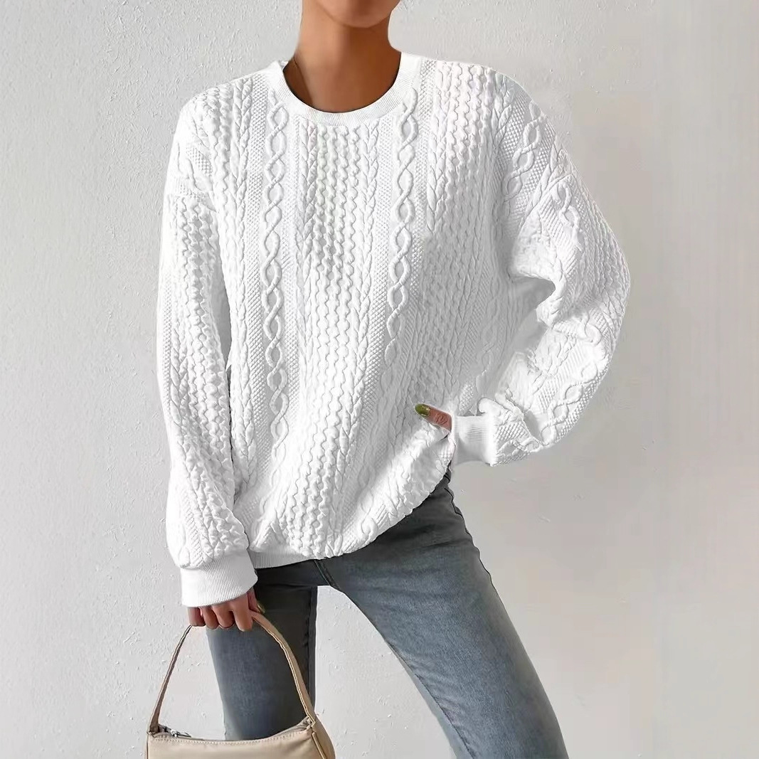 Women's Oversized Crewneck Long-Sleeve Sweatshirt Relaxed Fit Pullover
