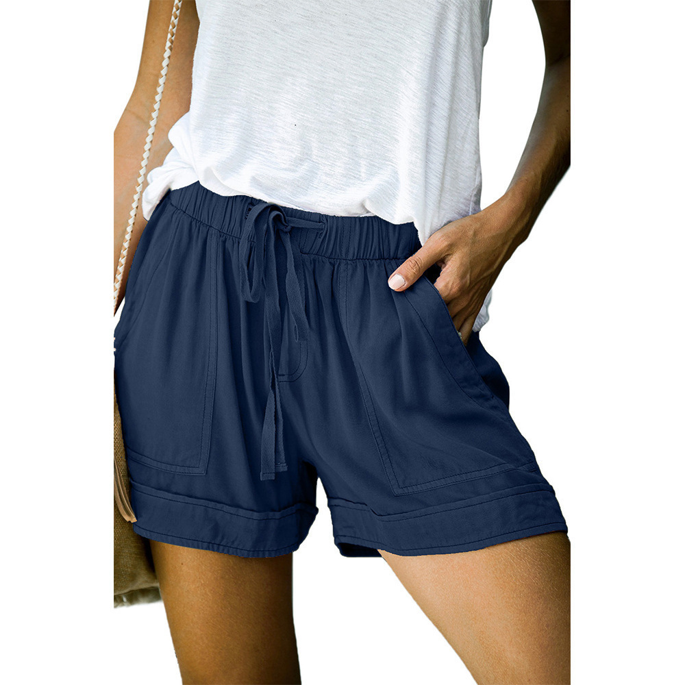 Women's High-Waist Tie-Waist Wide-Leg Casual Shorts
