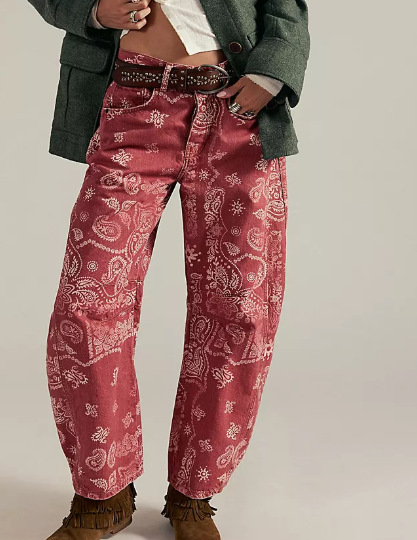 Women's Paisley Print Straight-Leg Casual Pants