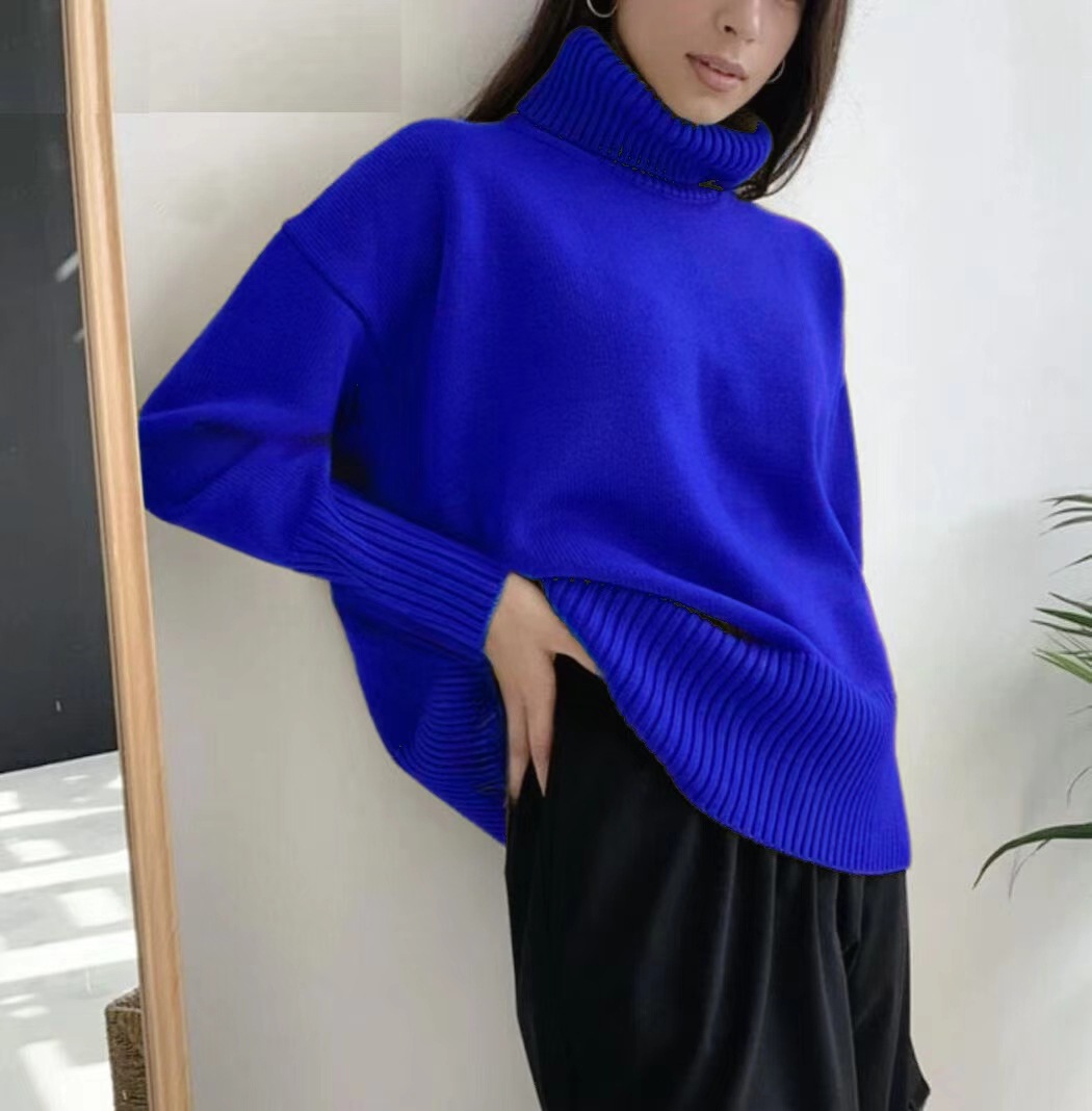 Soft High Turtleneck Solid Pullover Sweater