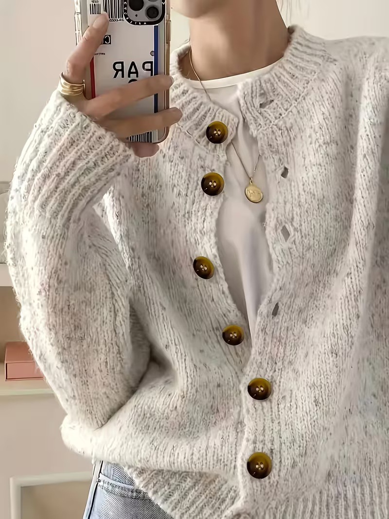 Women's Single-Breasted Knit Cardigan Short Sweater Jacket