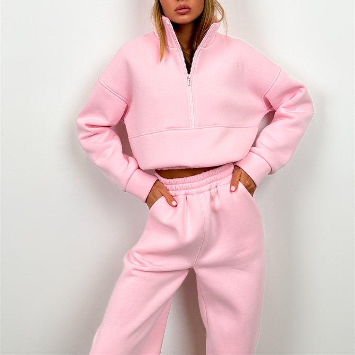 Women's Zip-Up Hoodie and Pants Casual Set