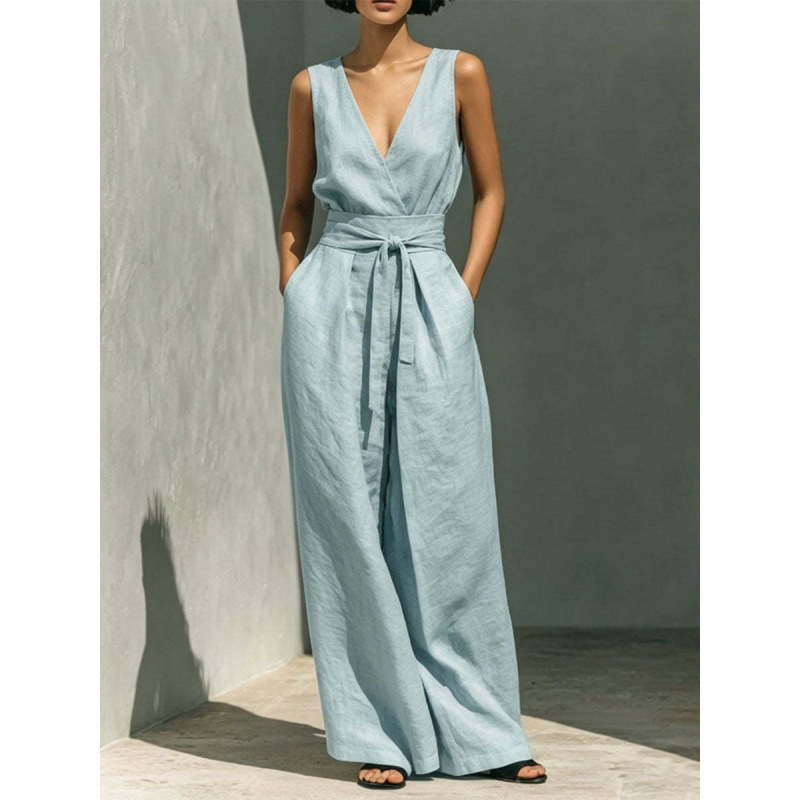 Women's Sleeveless Tank Top and High-Waist Wide-Leg Pants Two-Piece Set
