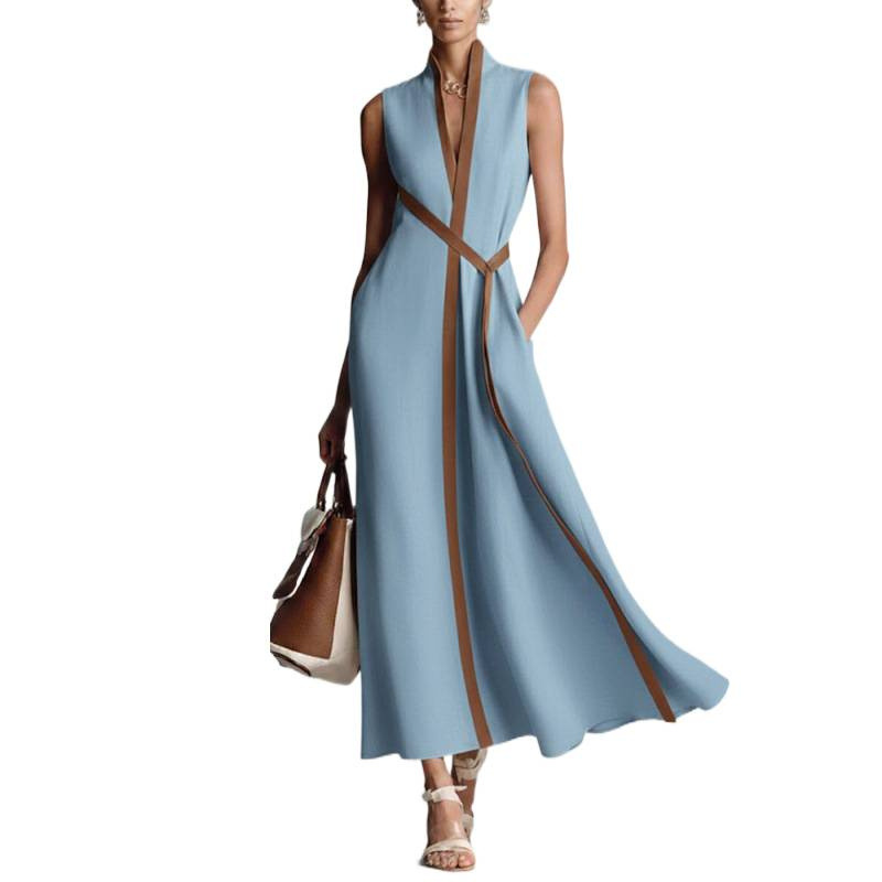 Color-Block Sleeveless Casual Dress