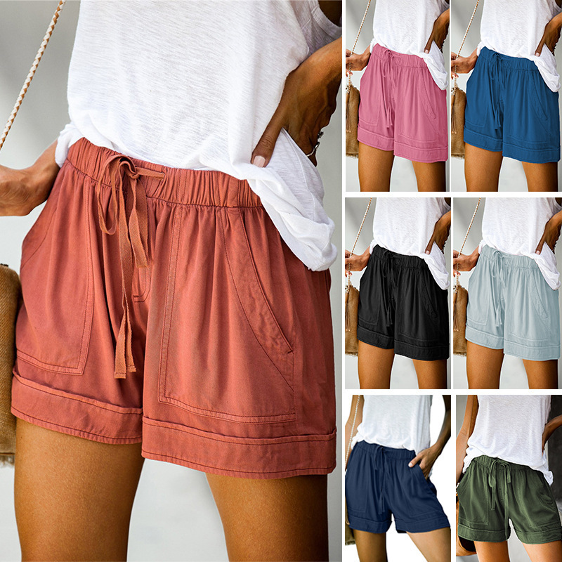 Women's High-Waist Tie-Waist Wide-Leg Casual Shorts