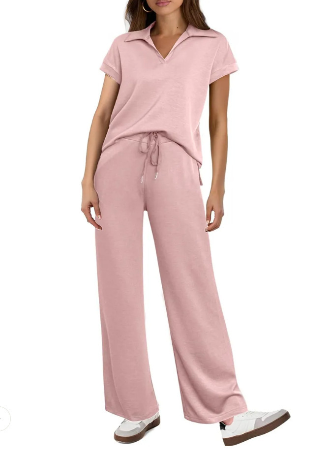 Women's Casual Two-Piece Set Top & Wide-Leg Pants