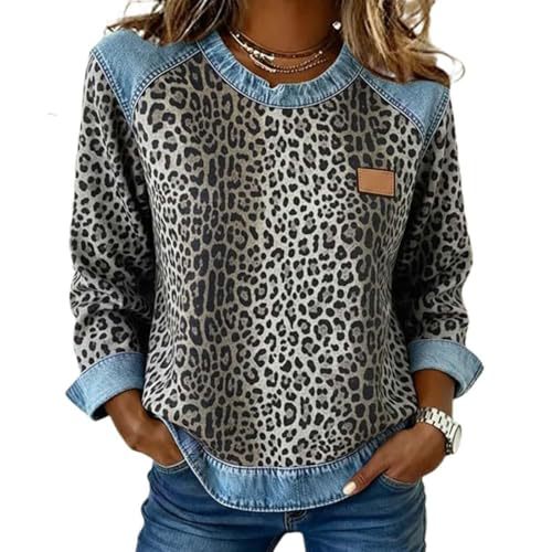 Women's Leopard Polka Dot Print Casual Sweatshirt