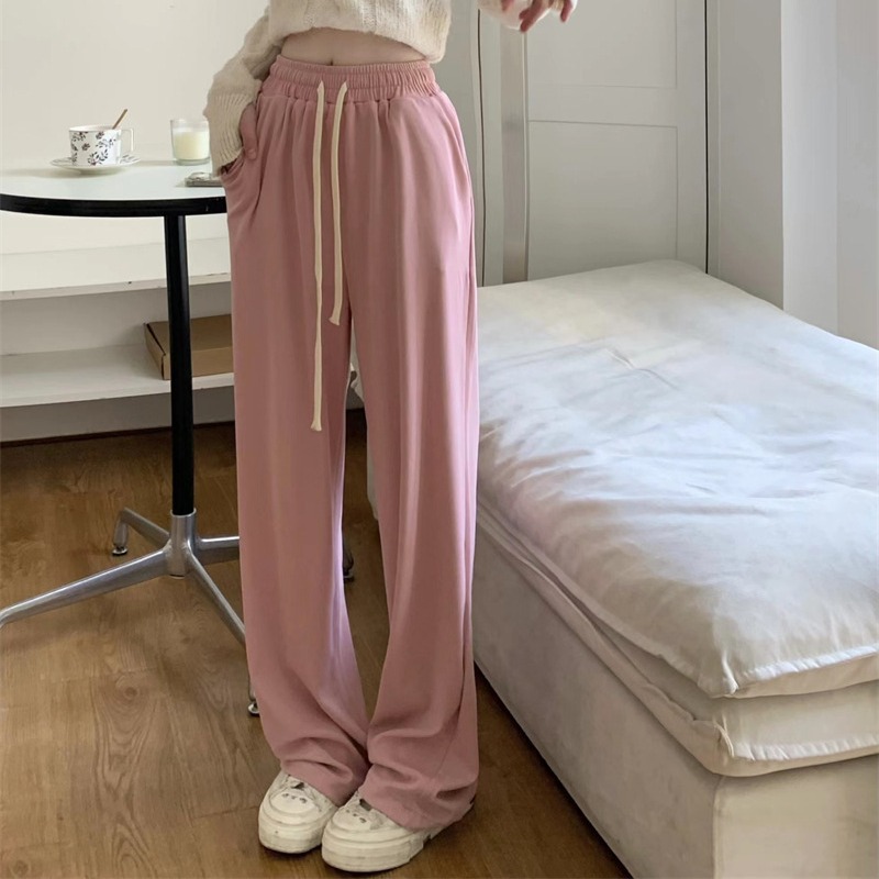 Women's High-Waist Wide-Leg Pants Slimming Loose Straight Korean Style