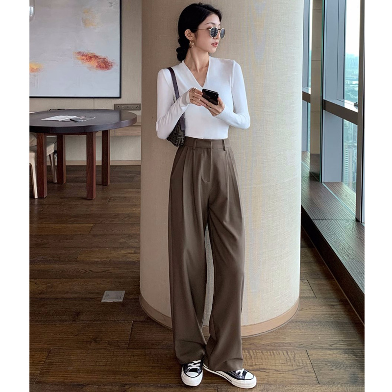 Women's High-Waist Straight-Leg Wide-Leg Dress Pants