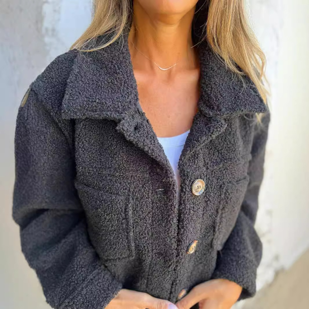 Women's Faux Shearling Single-Breasted Collared Coat