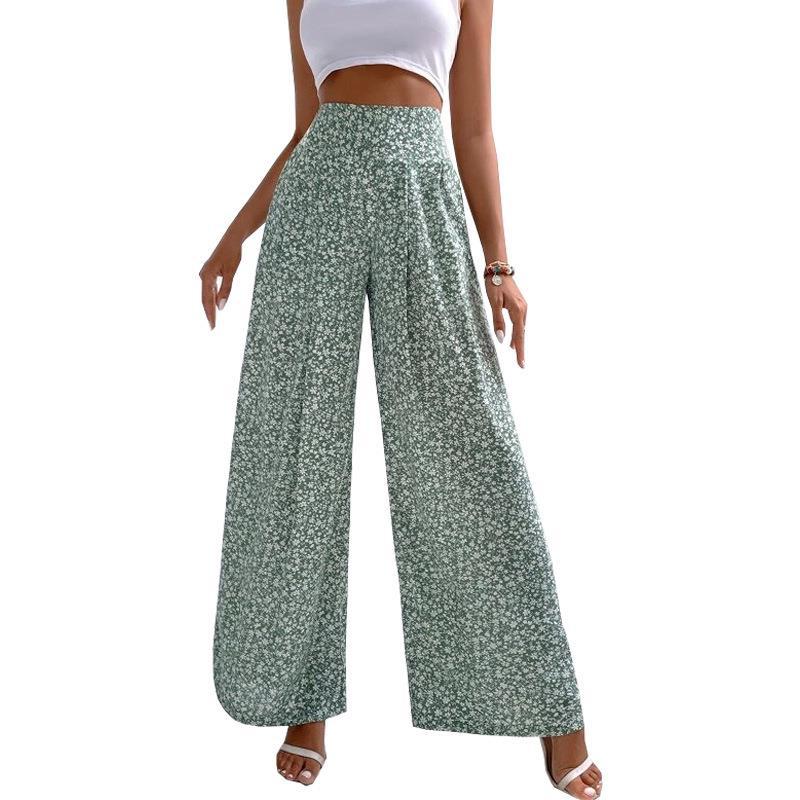 Floral Print High-Waist Wide-Leg Pants